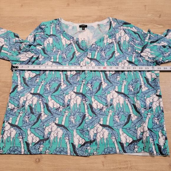 Talbots Plus Size 3XP Petite Cardigan Sweater Preppy Giraffe Print Safari Preppy - Picture 7 of 9